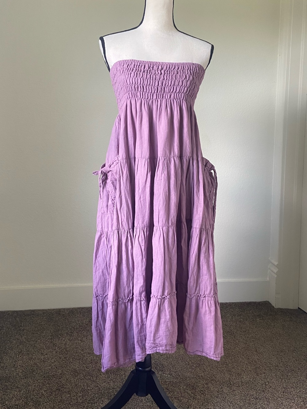 Cotton Flower 100% Cotton Strapless Dress Large